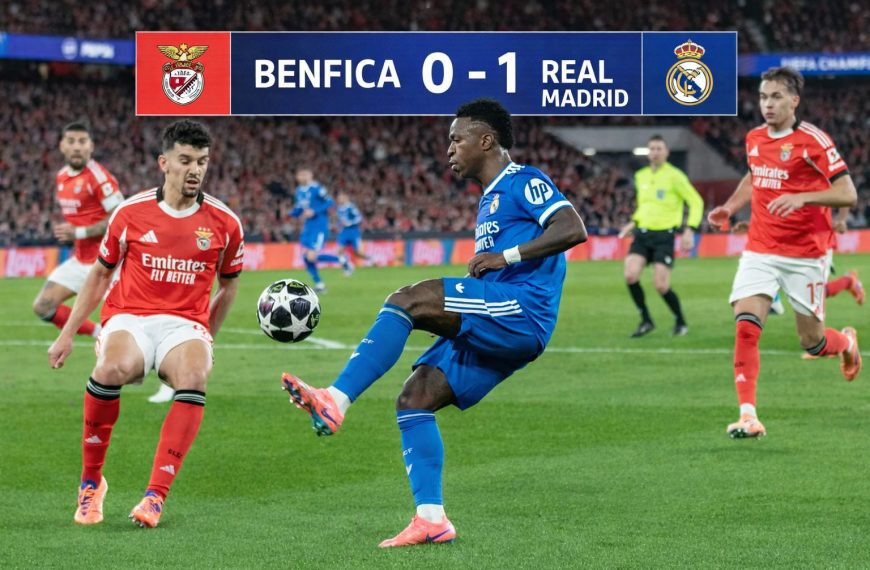 Resultado final Benfica 0-1 Real Madrid na primeira mão do play-off da Liga dos Campeões, no Estádio da Luz.