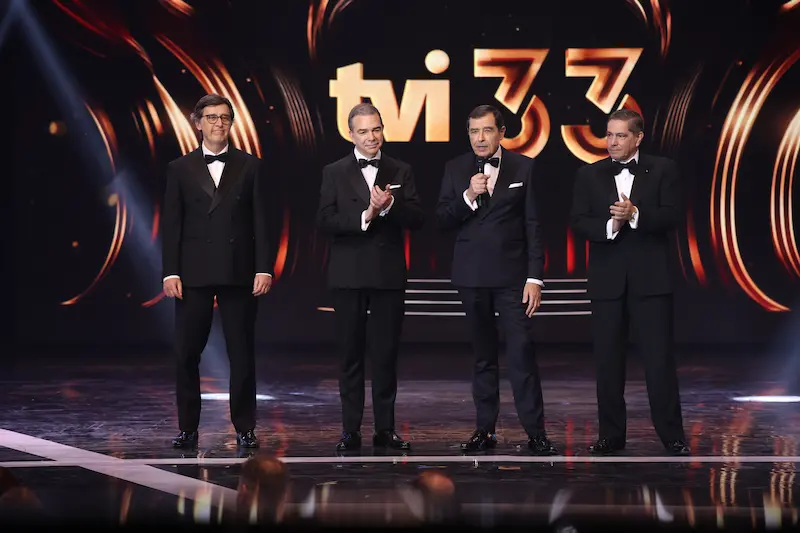 Celebração do 33.º aniversário da TVI no Casino do Estoril com apresentadores, atores e convidados.