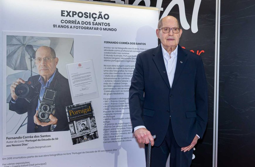 Fotógrafo Corrêa dos Santos na homenagem na CMTV junto à exposição dos seus 91 anos de carreira