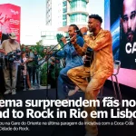 Calema atuam na Gare do Oriente durante o Road to Rock in Rio em Lisboa perante dezenas de fãs.