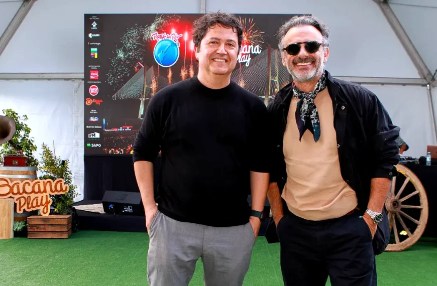 Fernando Alvim e Rui Unas na apresentação do BacanaPlay Digital Stage do Rock in Rio Lisboa 2026
