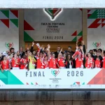 Jogadoras do Benfica celebram a conquista da Taça de Portugal feminina 2026 no Jamor após vitória frente ao FC Porto.