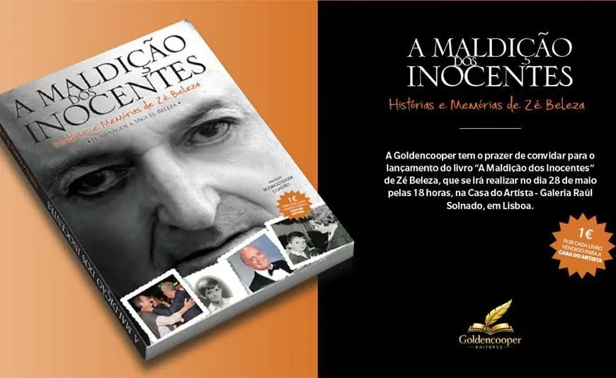 Cartaz promocional do livro A Maldição dos Inocentes de José Manuel Beleza.