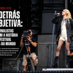 Operador de câmara filma a atuação de uma artista durante um concerto no Rock in Rio Lisboa 2026.