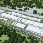 Vista aérea da futura New Sines Gigafactory da CALB em Sines, um dos maiores projetos industriais em desenvolvimento em Portugal.